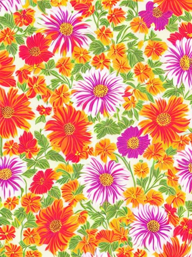 Rudbeckia Floral Print Retro Pattern 1 Flower
