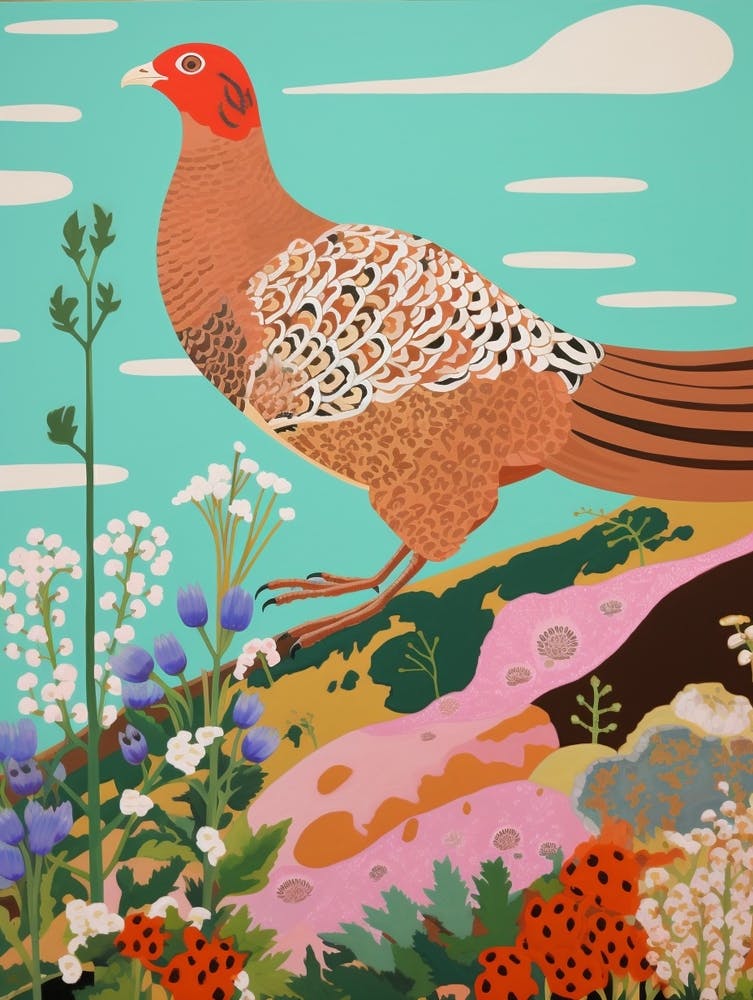 Maximalist Bird Painting Grouse 1
