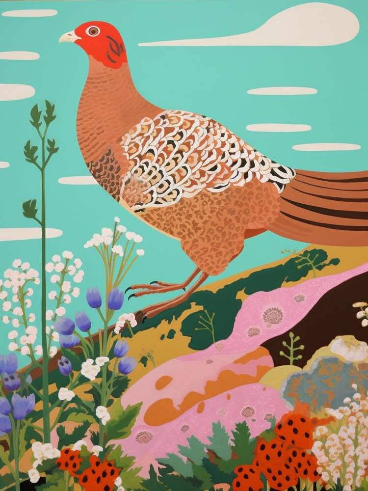 Maximalist Bird Painting Grouse 1