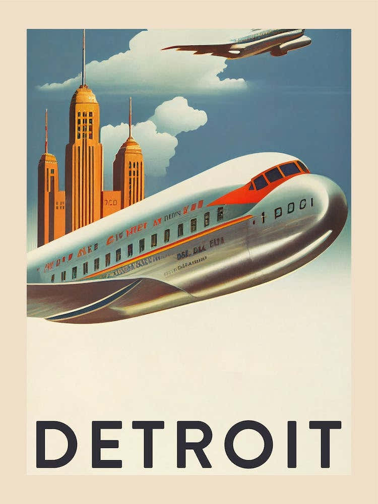 Detroit Vintage Travel Poster