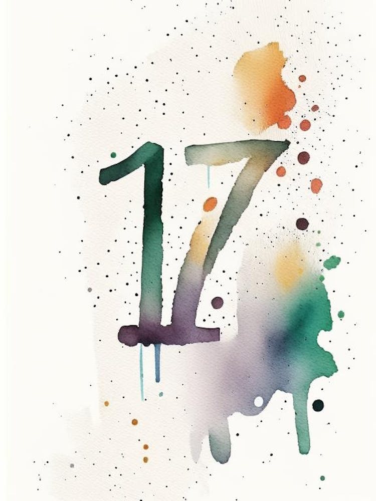 17, Number, Education Minimalist Watercolour 1