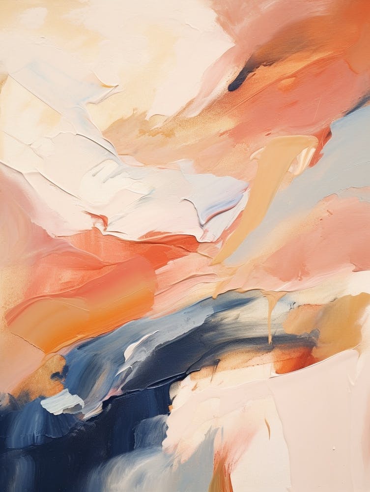 Navy And Orange Autumn Abstract Painting 4