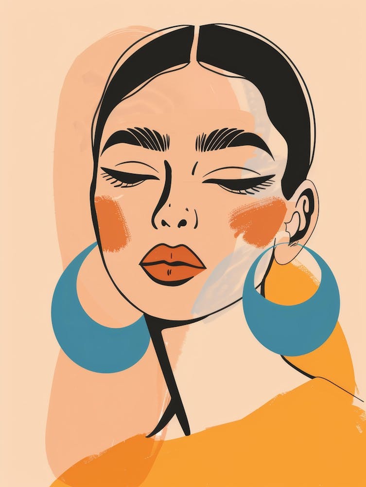 Illustration Of A Woman With Big Earrings