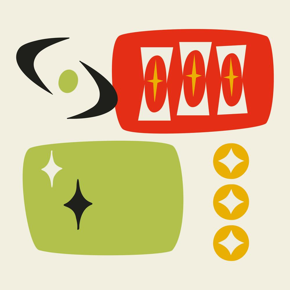 Atomic Age MCM Abstract Green and Red