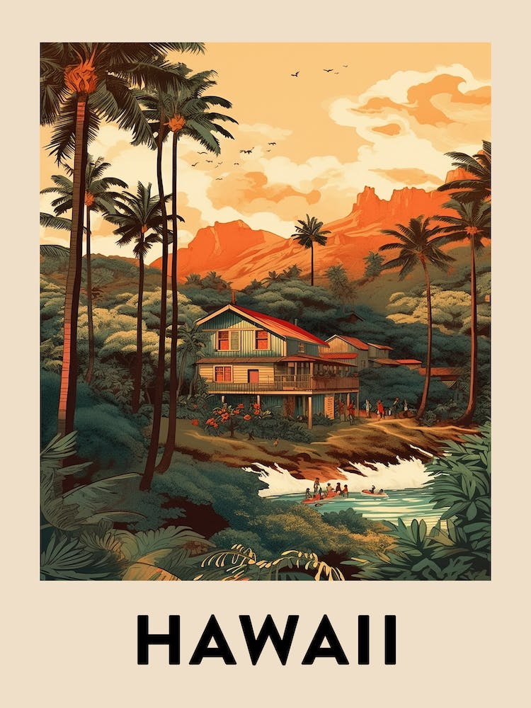 Affiche de voyage vintage Hawaii 7