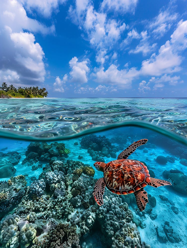 Turtle Swimming In The Ocean