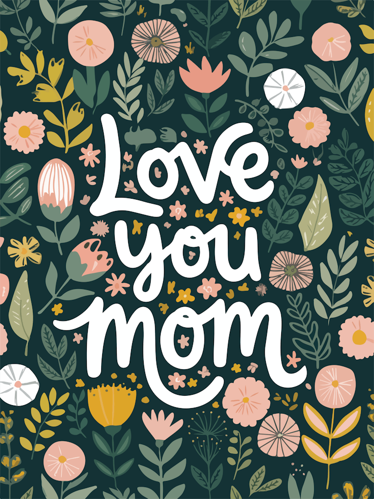 Love You Mom Floral Mothers Day
