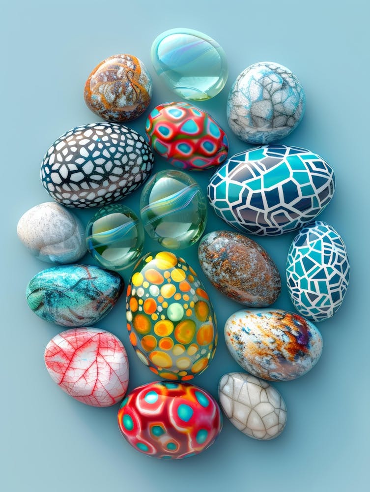 Collection Of Colorful Glass Eggs