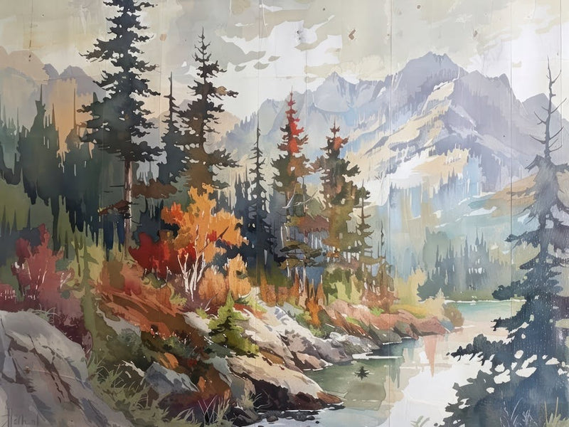 Retro Wooded Pines 9