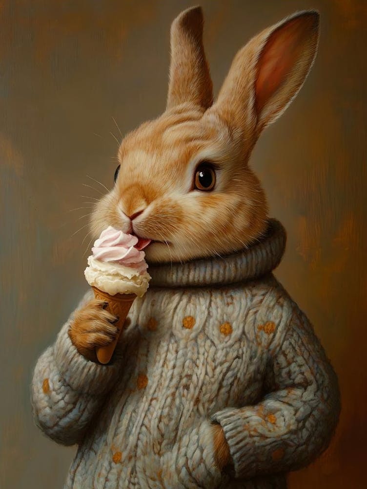 Vintage Rabbit Portrait, Dressed Animal Art Painting, Altered, Modern Animal Art Home Decor, Cute Animal Printable, Pet Lover Gift