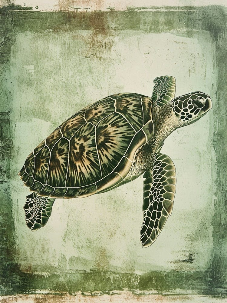 Vintage Sea Turtle Painting 1