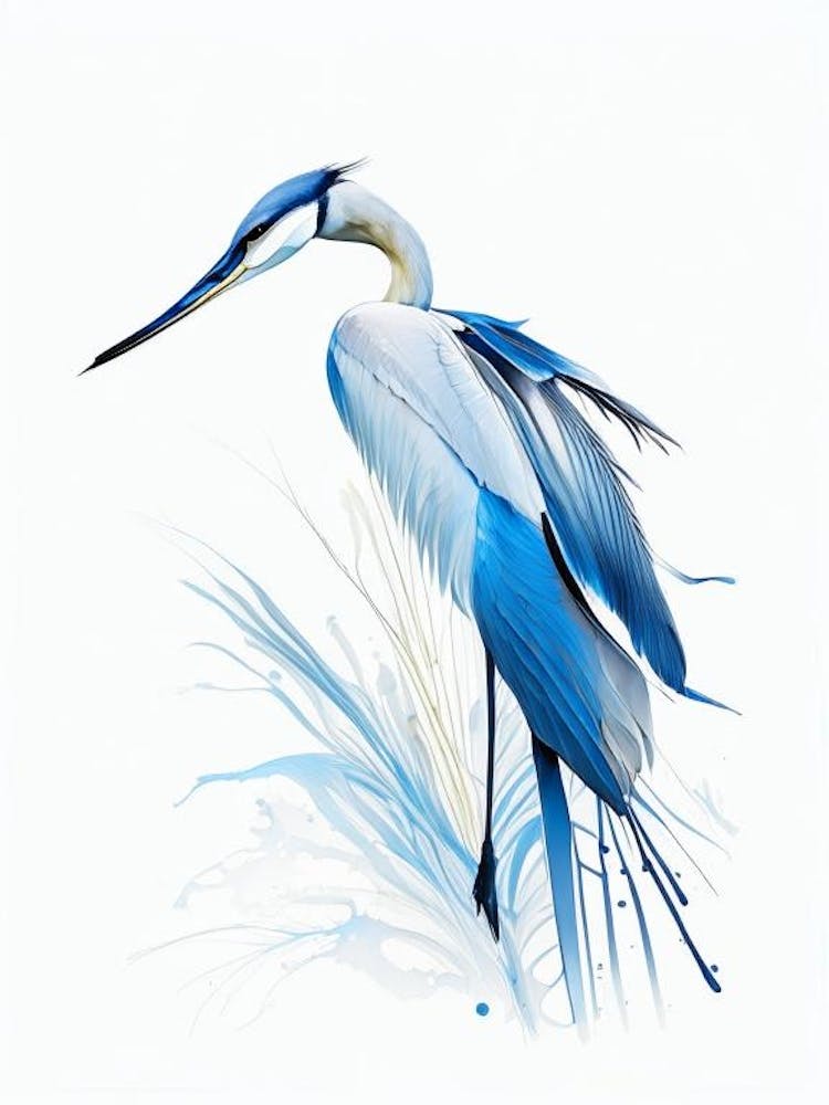 Blue Heron Aerial View Impressionistic 2