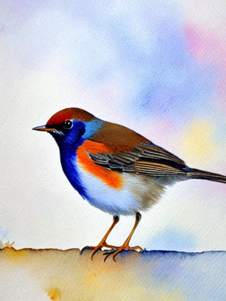 European Robin 2 Watercolour Bird
