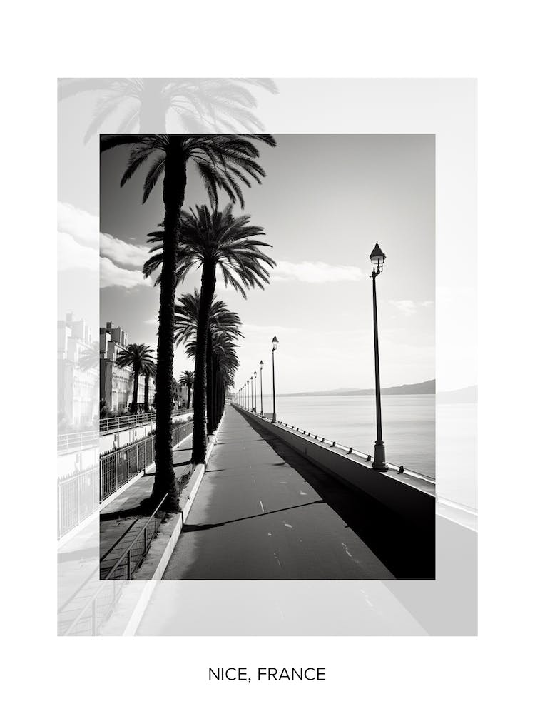 Poster Of Nice, France, Black And White Old Photo 2
