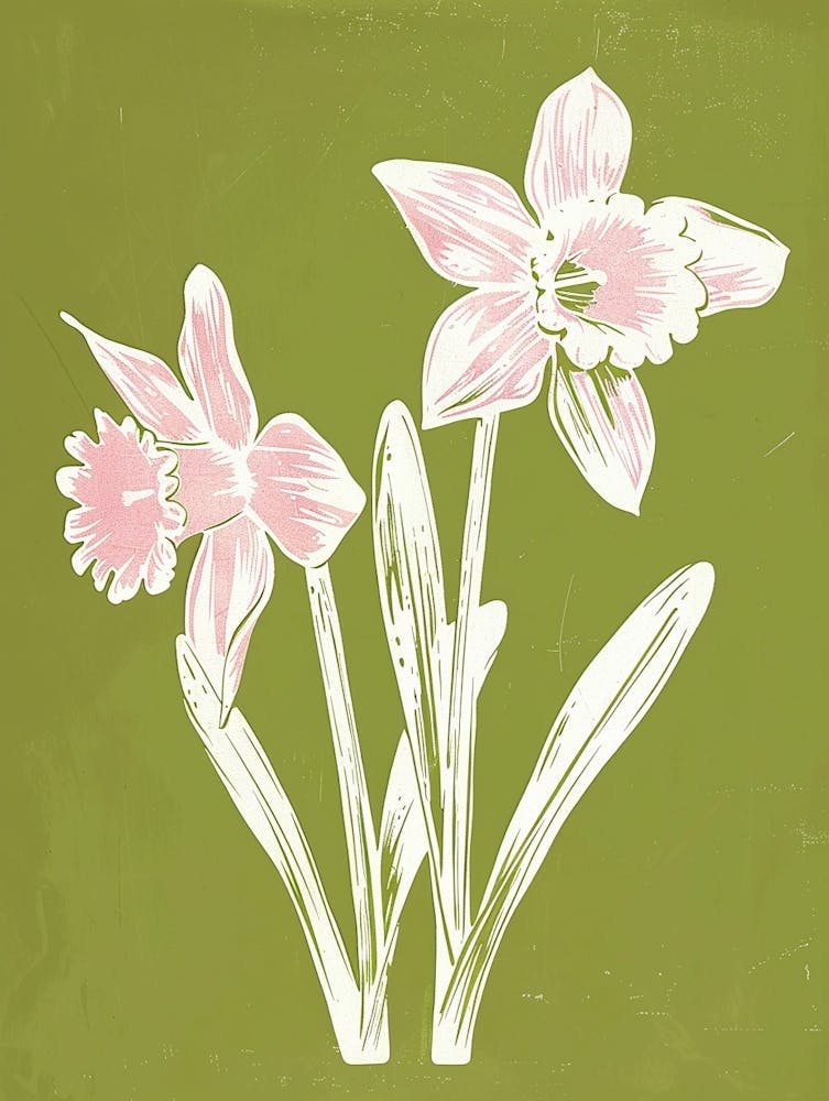 Pink & Green Daffodil 2