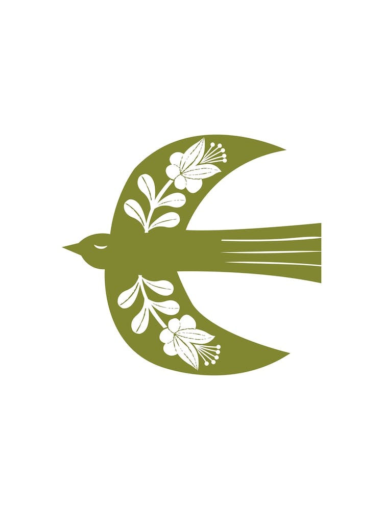 Large Folk Bird Olive Green