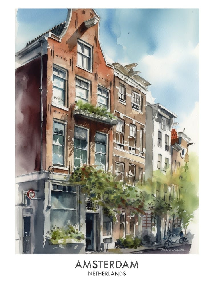 Amsterdam Watercolour Travel Poster 3