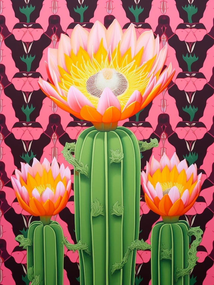 Mexican Style Cactus Illustration Gymnocalycium Cactus 3