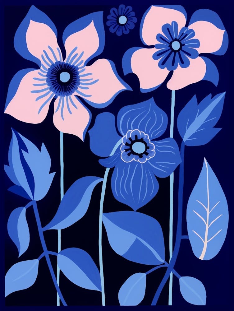 Blue Flower Illustration Hellebore 1