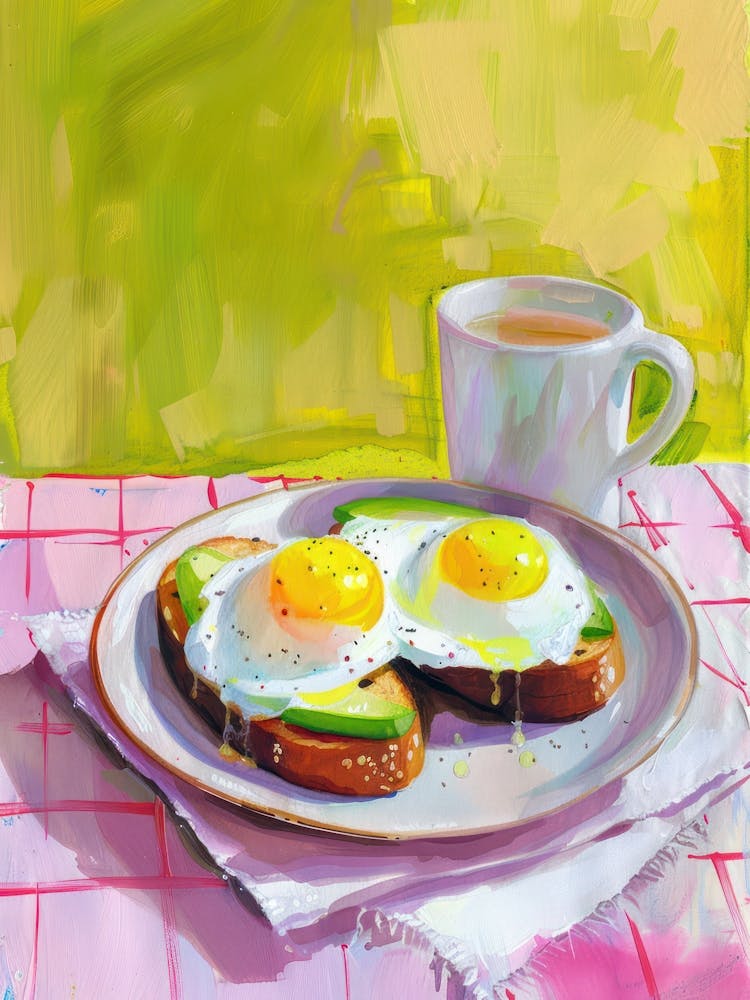 Pink Breakfast Food Poached Eggs 4