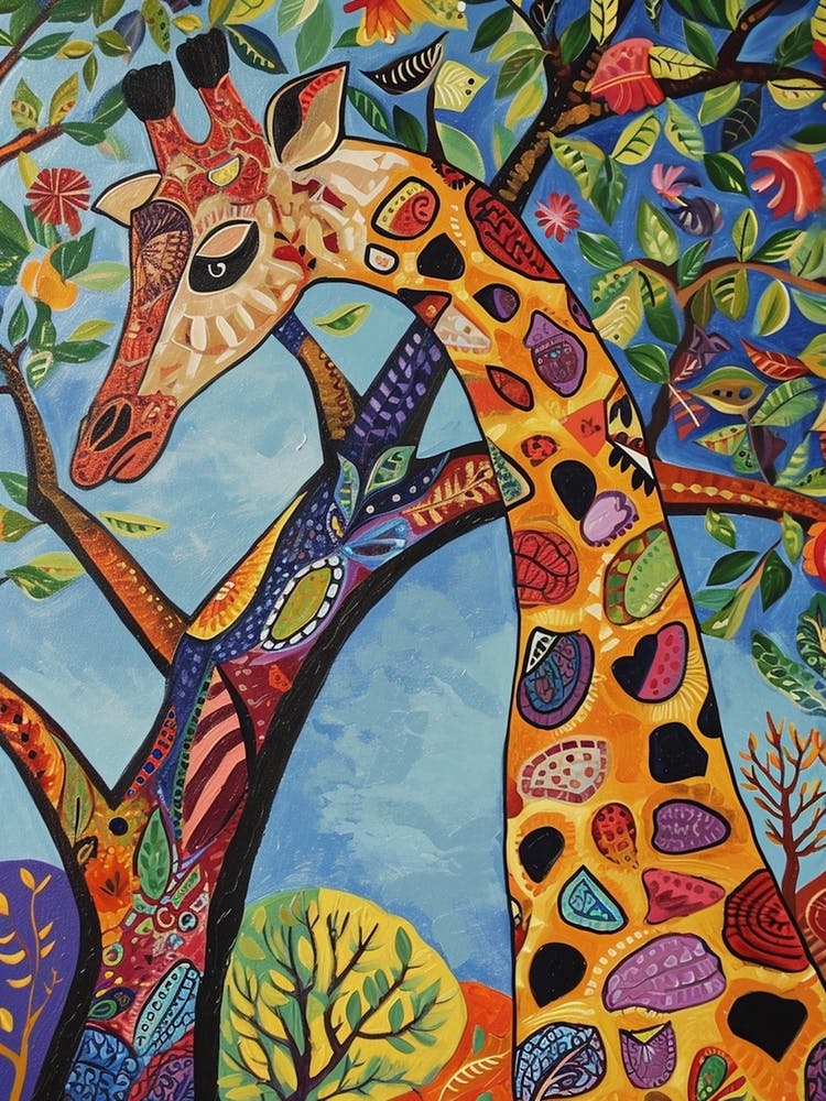 Giraffe In The Tree Branches 4