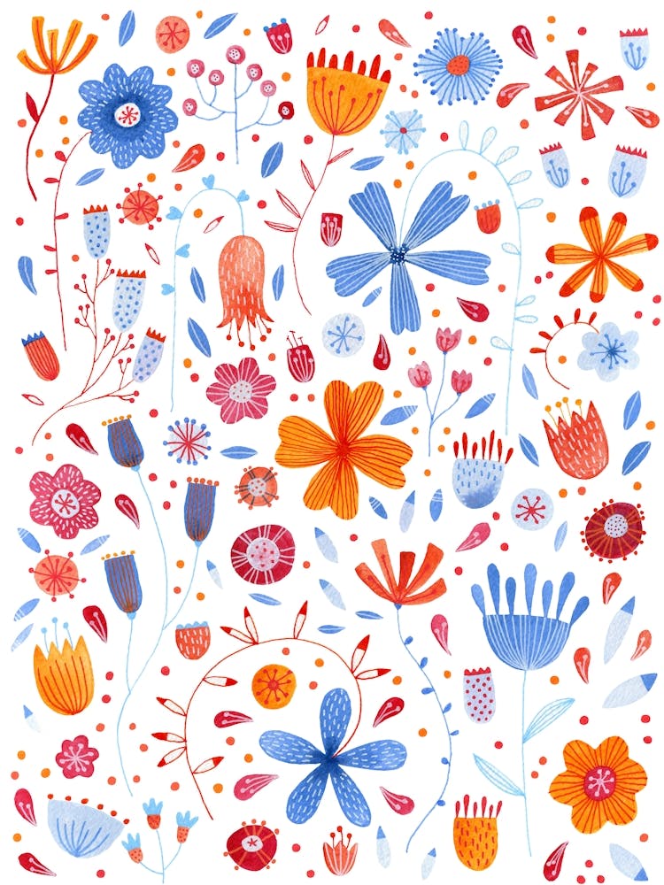 Aquarell-Wildblumenwiese