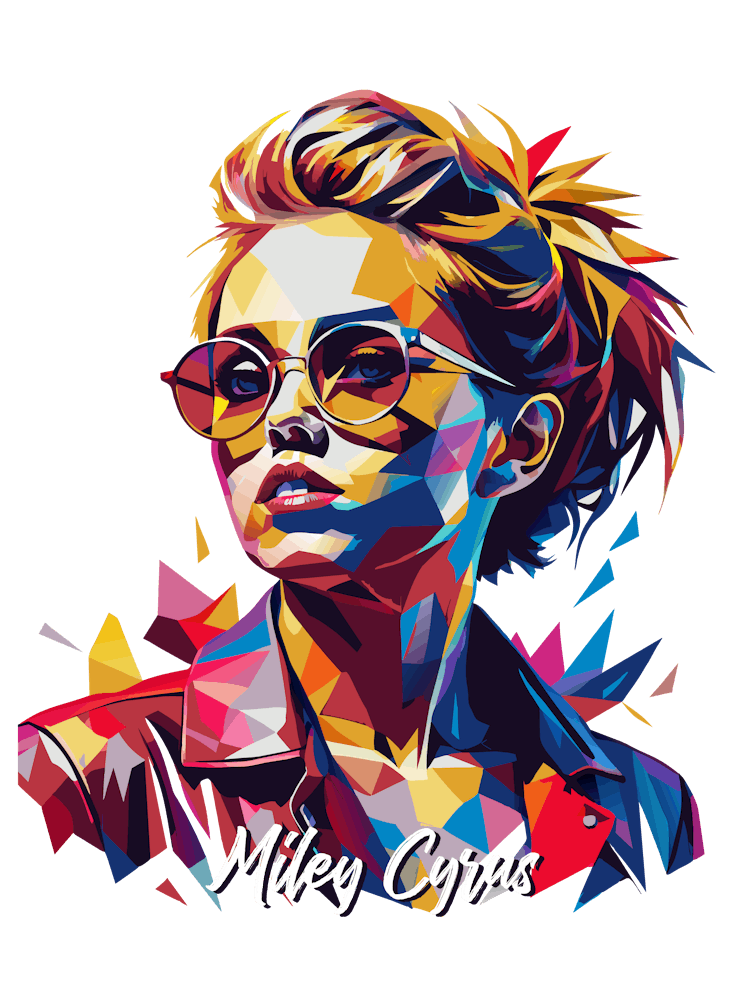 Myley Cyrus 04 Portrait Music Icon Style WPAP Pop Art