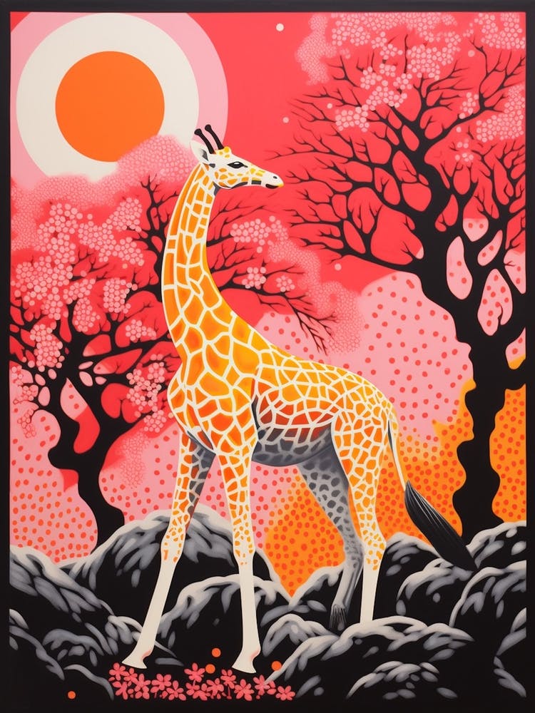 Giraffe With The Acacia Trees 1