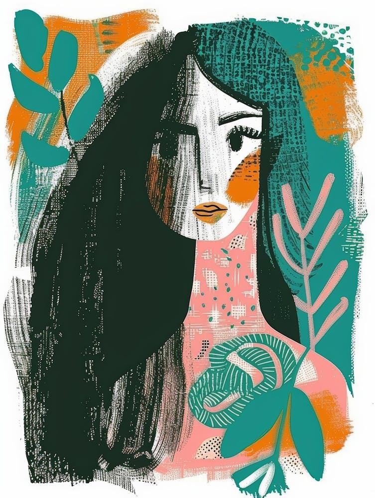 Portrait Of Woman With Leaves