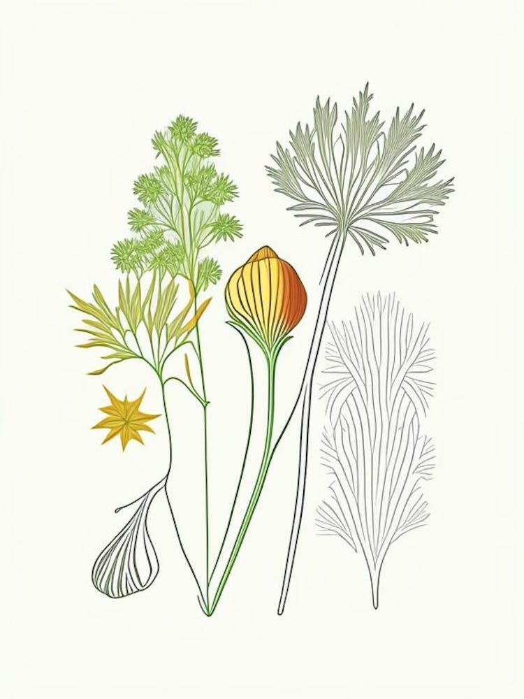 Celery Seeds Spices And Herbs Minimal Line Drawing 3