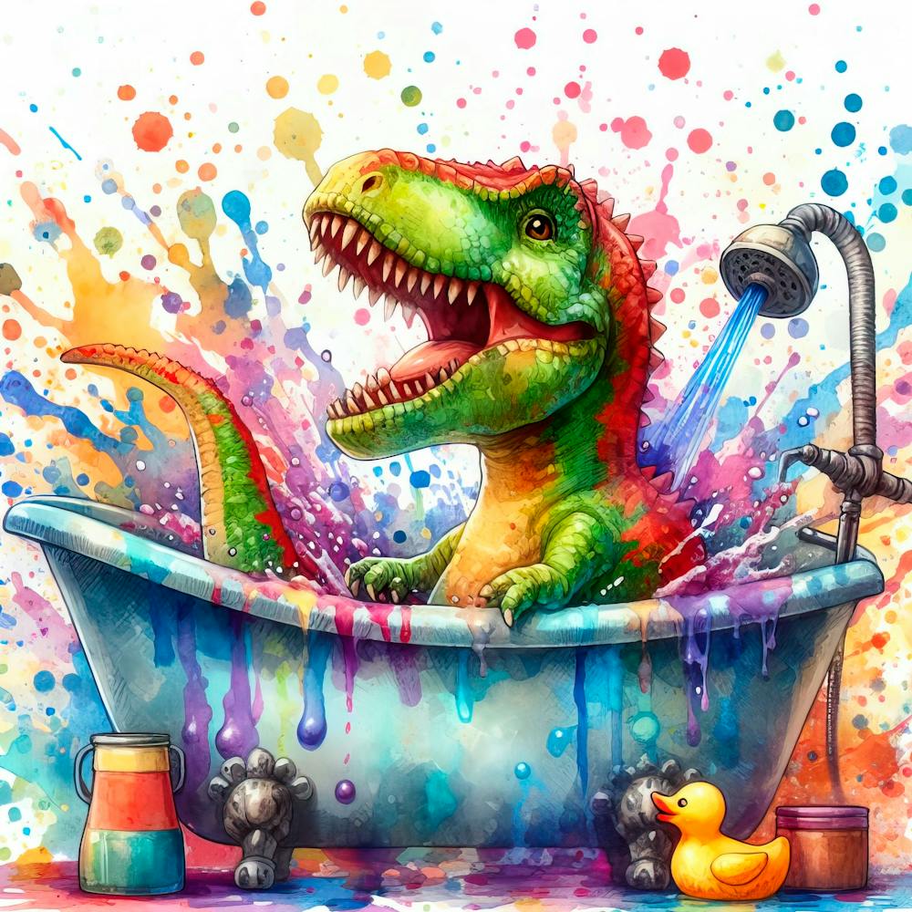 Dinosaur In The Bath