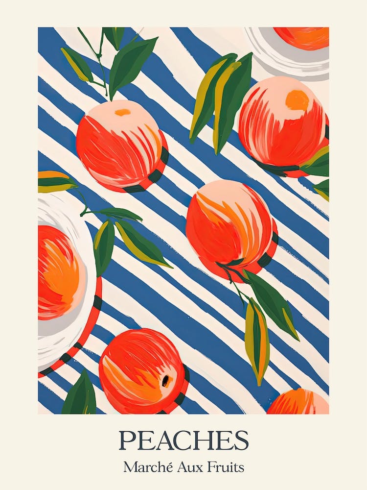 Marche Aux Fruits Peaches Fruit Summer Illustration 2