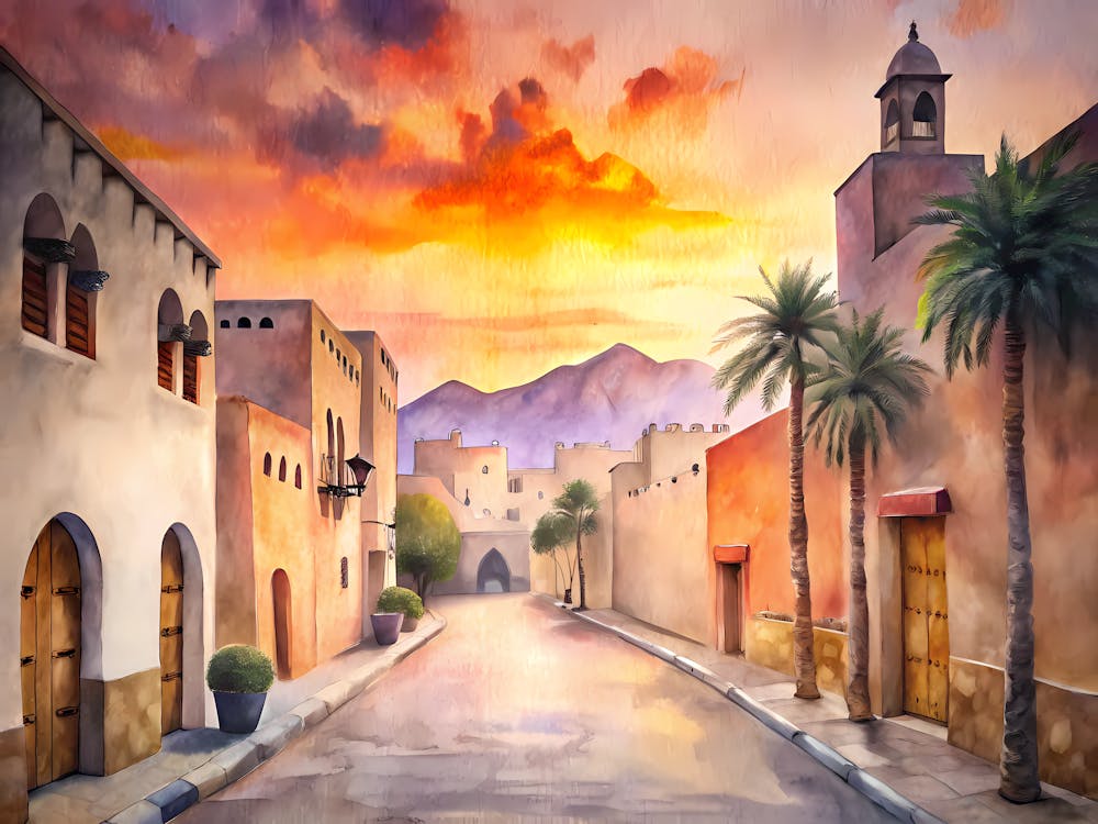 Muscat Oman A Vintage Illustration