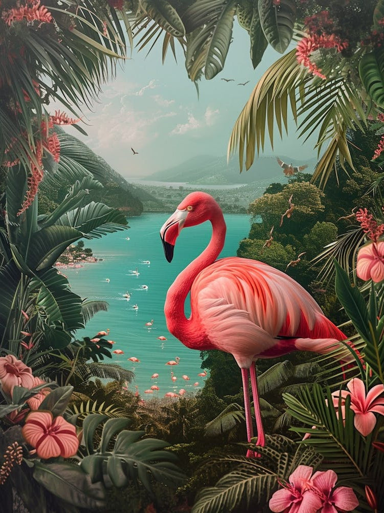 Greater Flamingo Italy Tropical Illustration 2