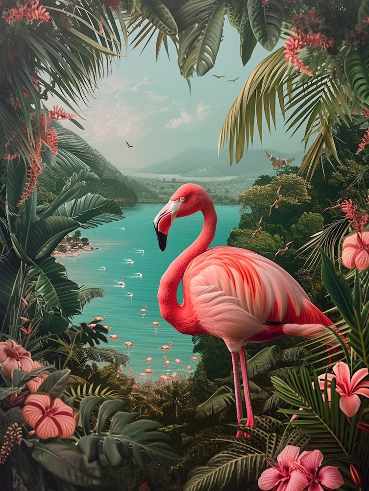 Greater Flamingo Italy Tropical Illustration 2