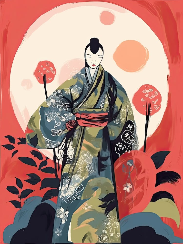 Illustration de samouraï florale 4