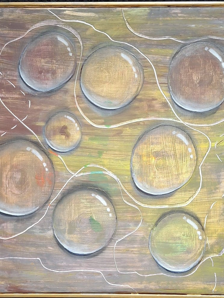 Abstract painting with bubbles.