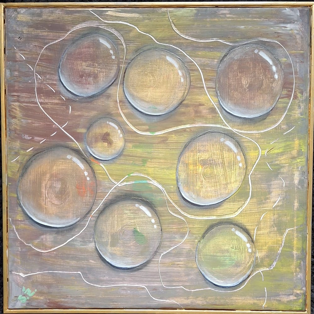 Abstract painting with bubbles.