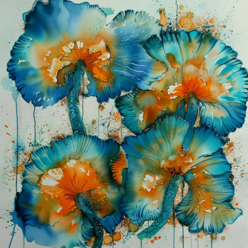 Blue And Orange Flowers 2