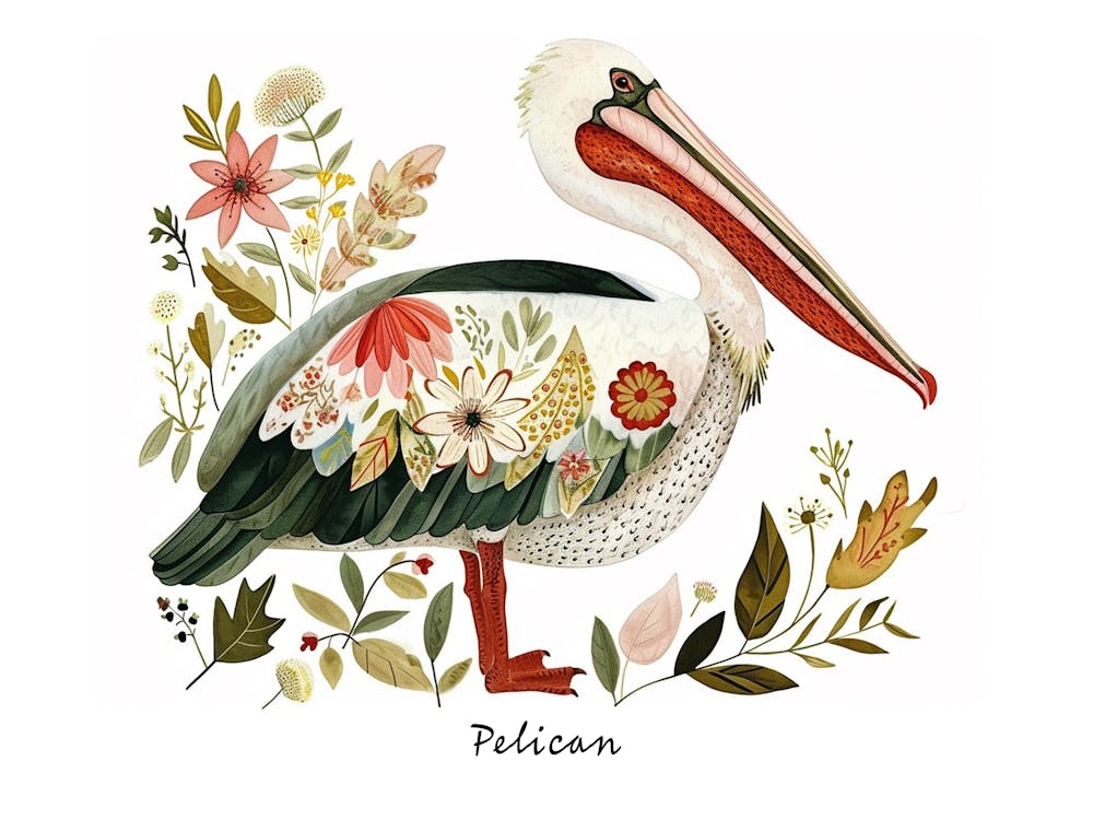 Little Floral Pelican 2 Poster
