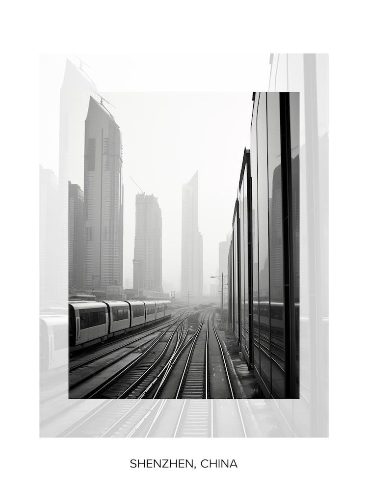 Poster Of Shenzhen, China, Black And White Old Photo 4