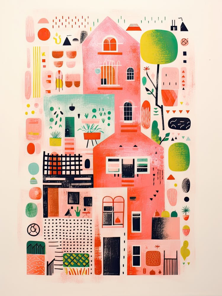 A House In Buenos Aires, Abstract Risograph Style 3