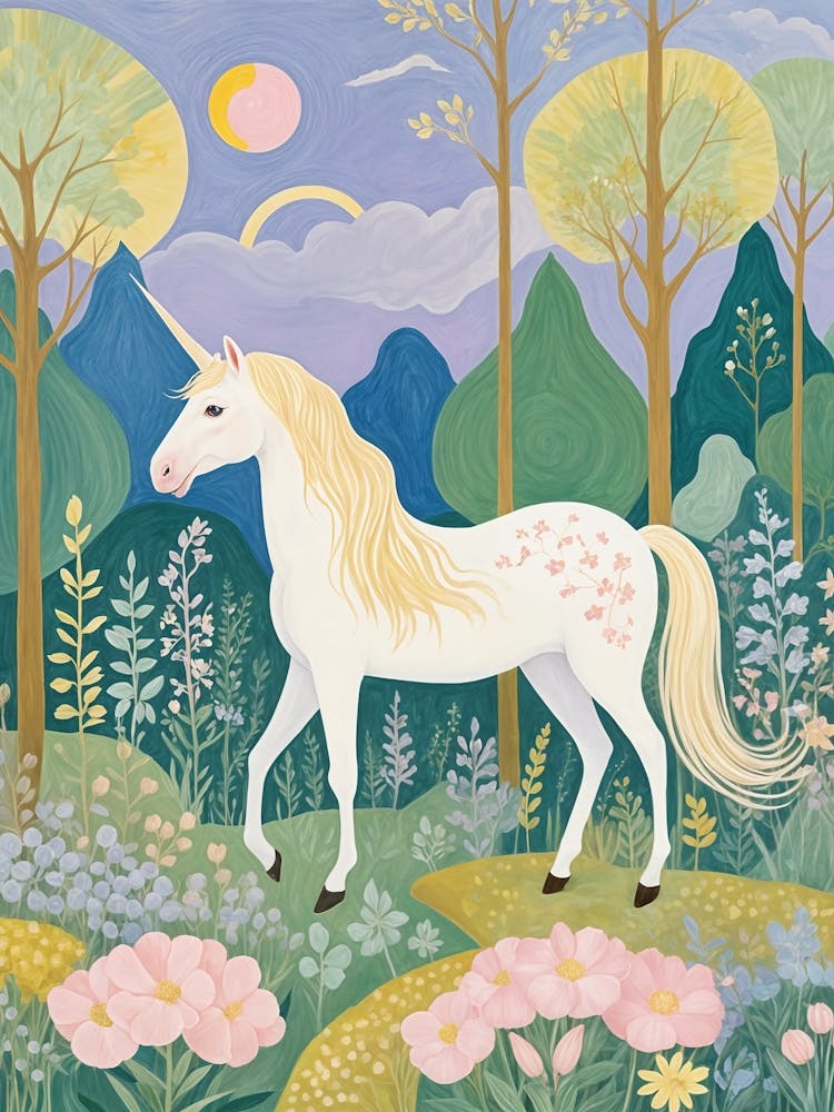 Spring Unicorn In The Forest