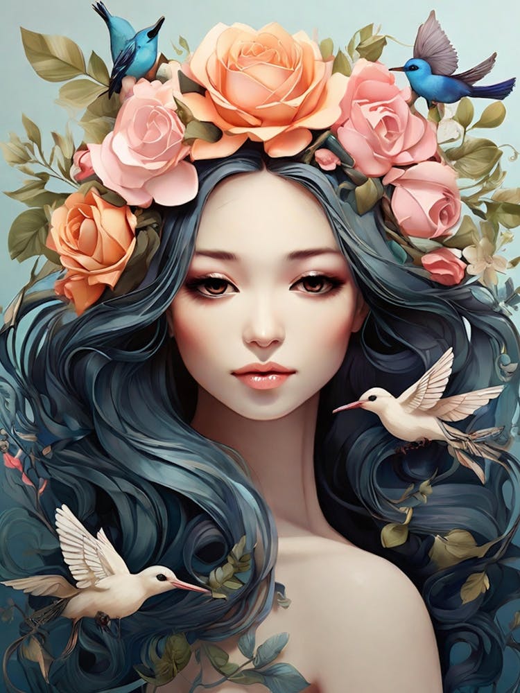 Beautiful Girl With Flowers