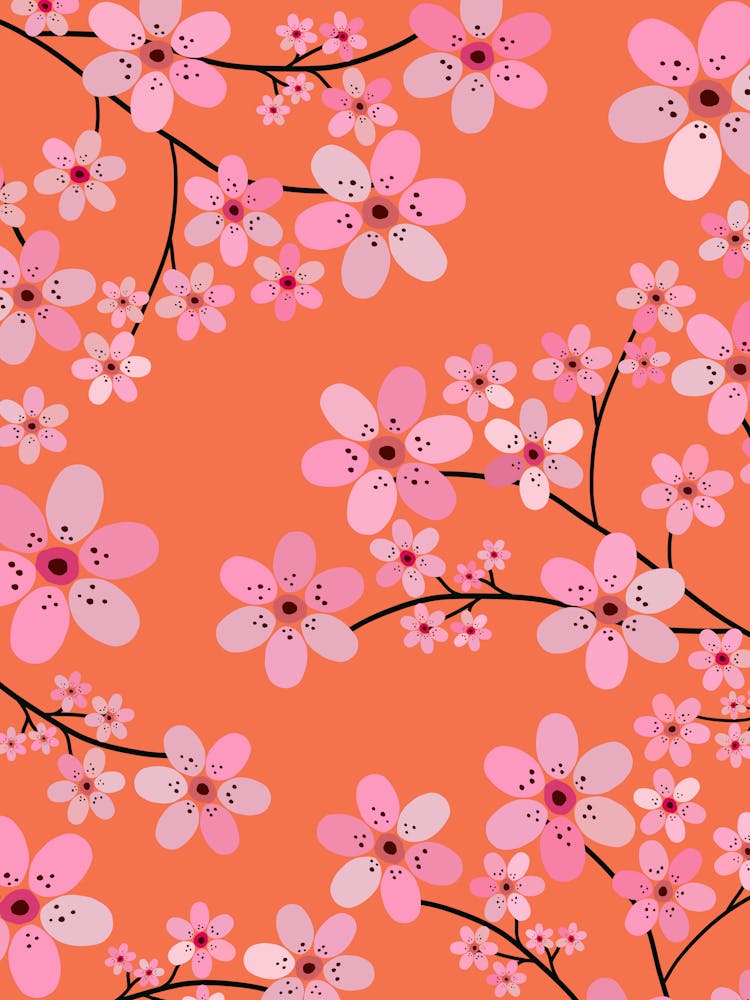 Kirschblüte | 10 - Orange und Rosa