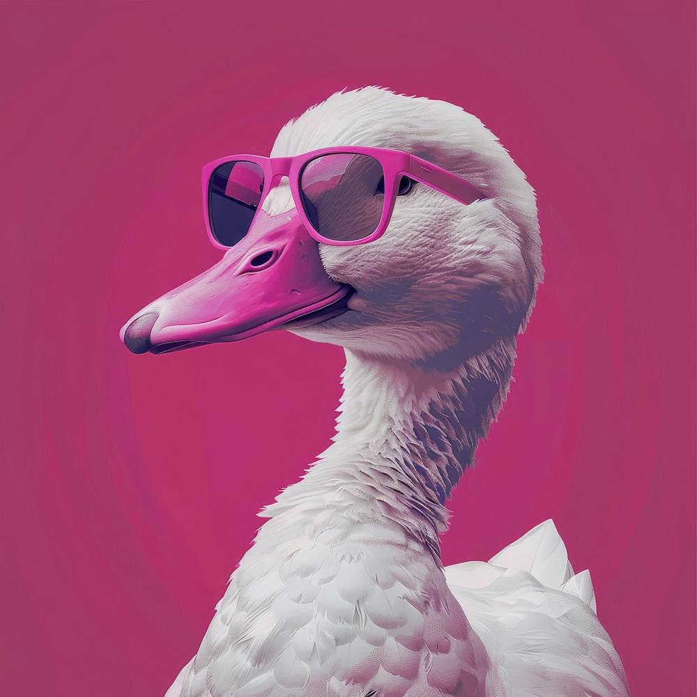 Ente in pinker Sonnenbrille
