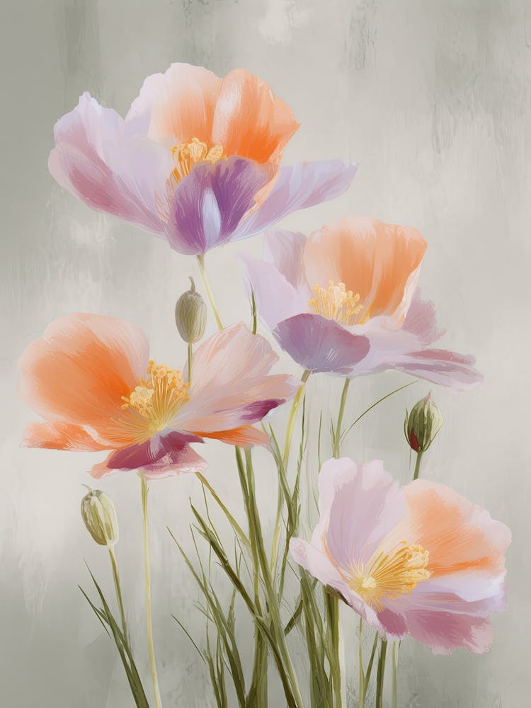 Crocus Flowers Acrylic Painting In Pastel Colours 3