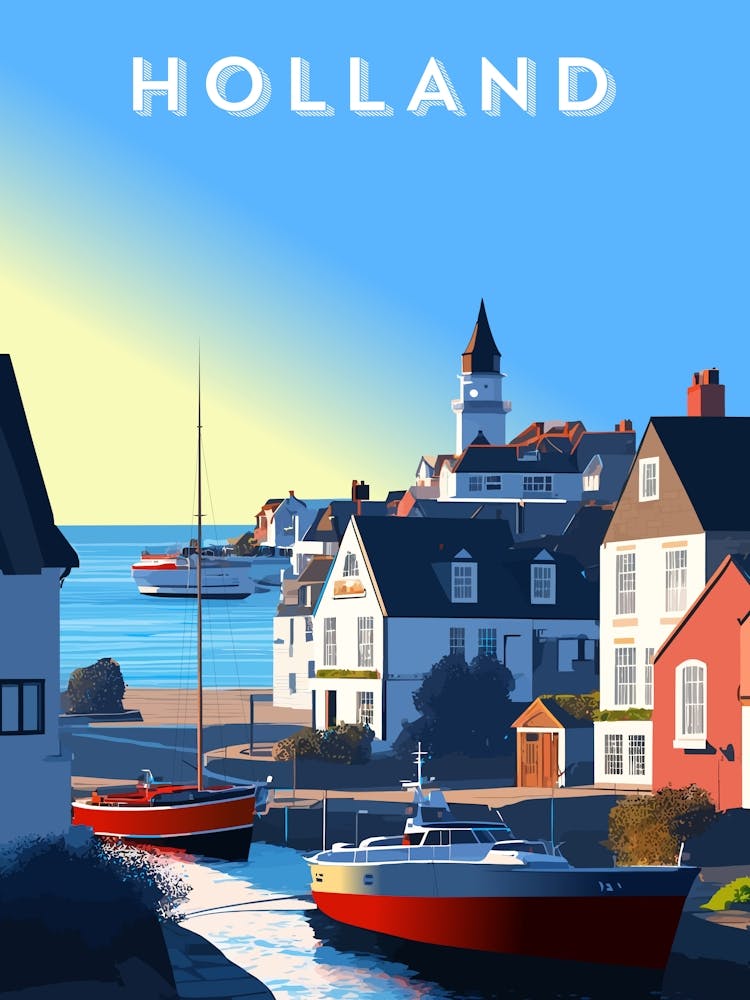 Amsterdam, Netherlands/Holland — Retro travel minimalist poster 1