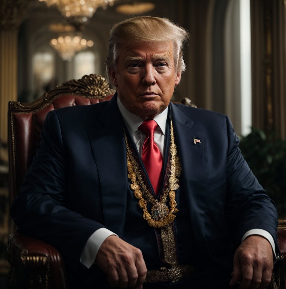 Fotorealistisch Ein Ehrfurchtgebietendes Bild Von Donald Trump Ihn Einfangend 1