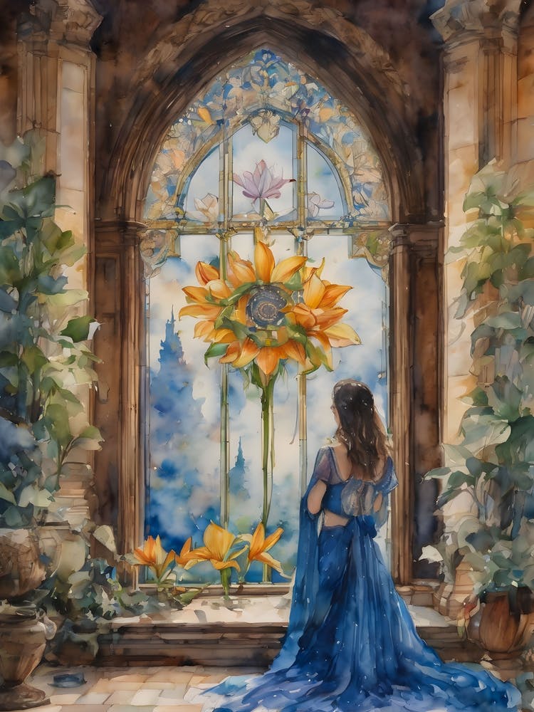 Visionary ~ After drinking the Lotus Tea, A witch opens her 3rd eye and consults the lotus spirit ~ witchy watercolor spiritual awakening ayahuasca plant ally painting